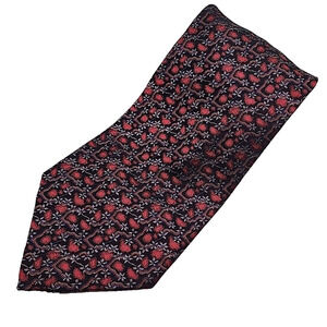 Ferrell Reed Silk Jacquard Necktie - Red Floral Pattern - Like New